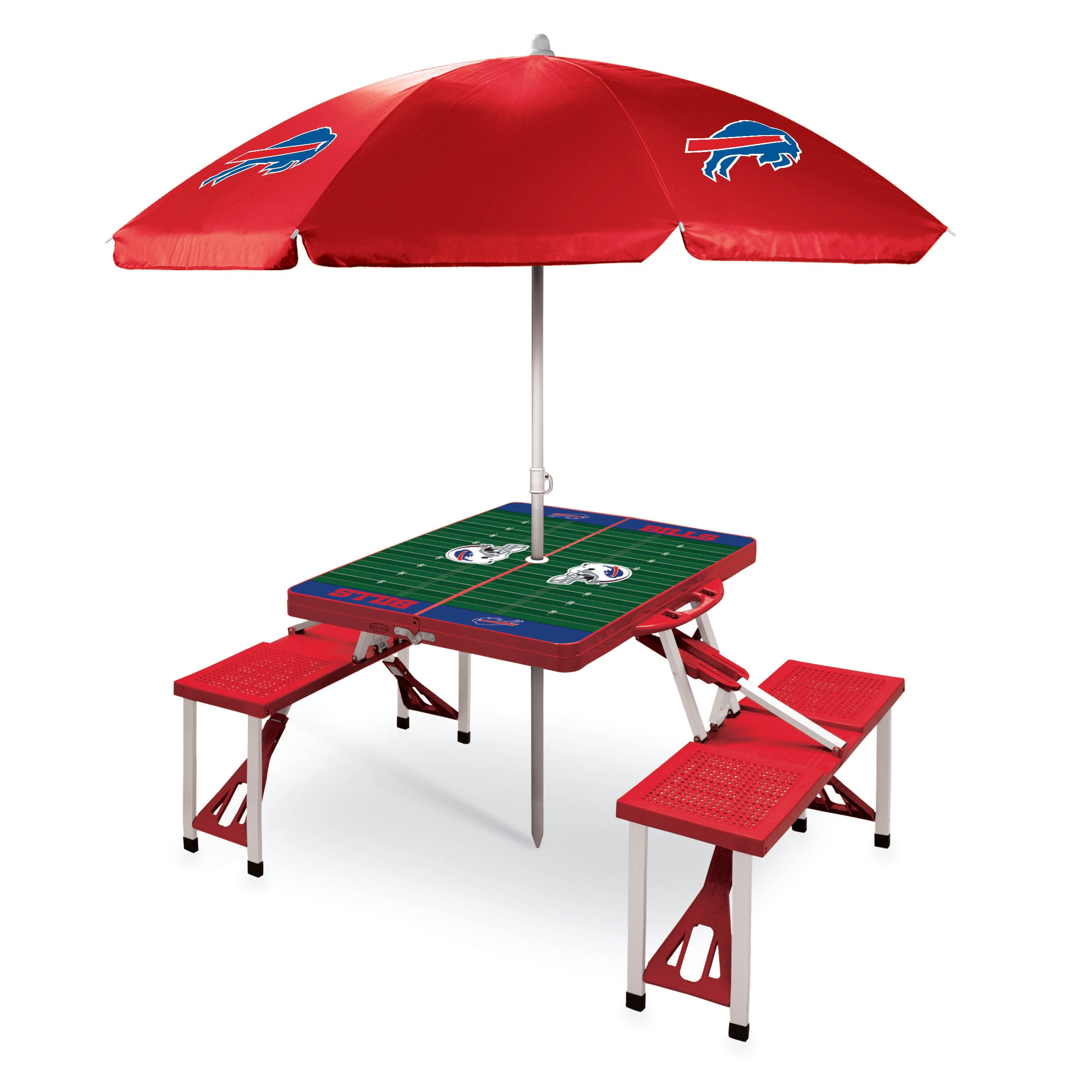 Buffalo Bills - Picnic Table Portable Folding Table with Seats and Umbrella