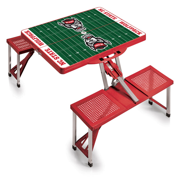 NC State Wolfpack Football Field - Picnic Table Portable Folding Table with Seats