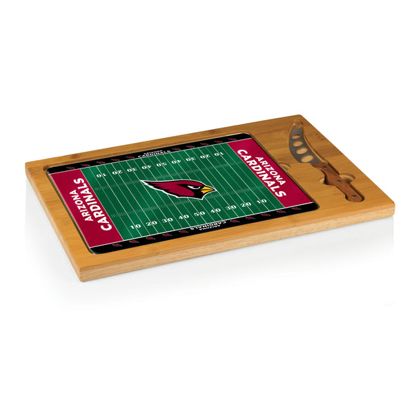Arizona Cardinals Football Field - Icon Glass Top Cutting Board & Knife Set
