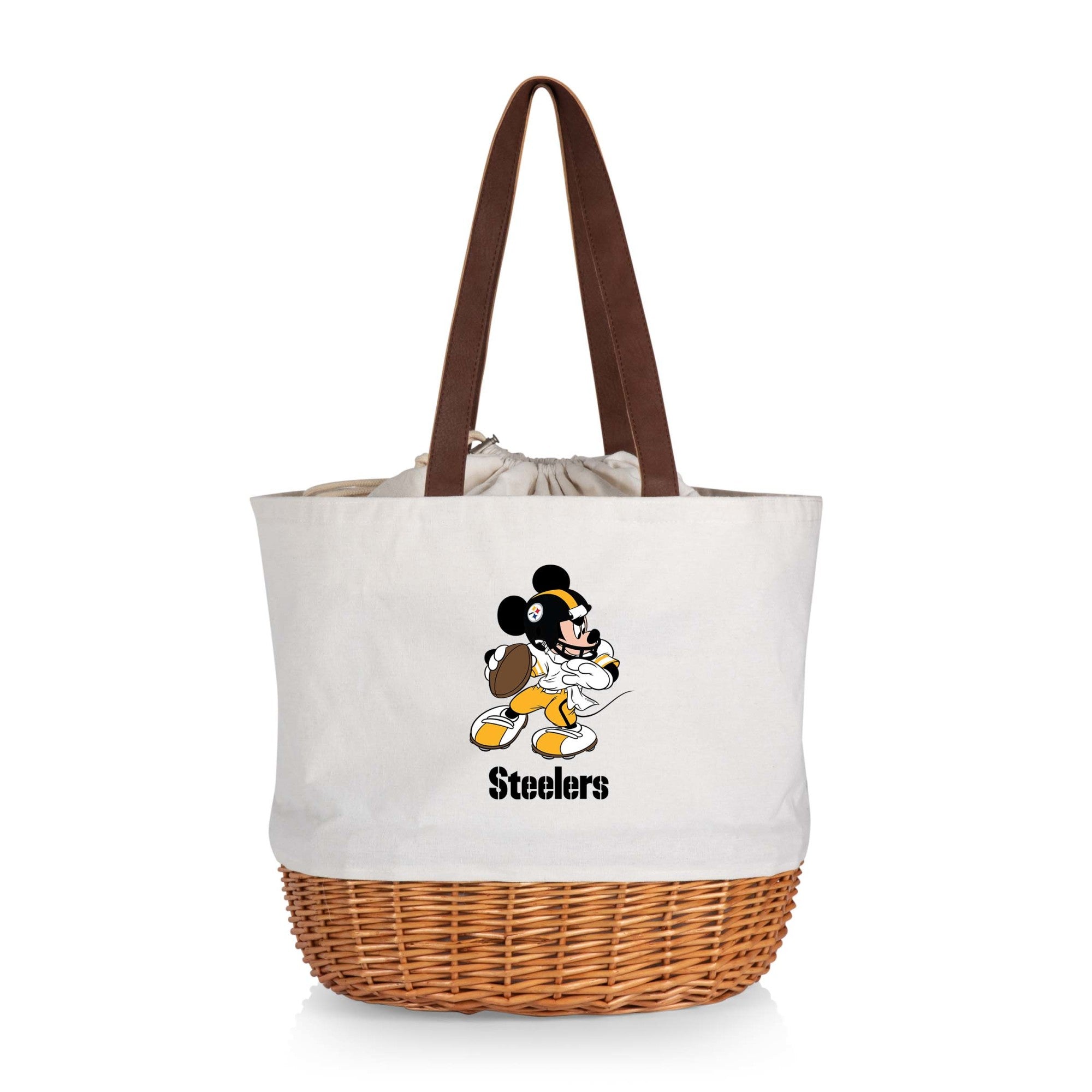 Pittsburgh Steelers Mickey Mouse - Coronado Canvas and Willow Basket Tote
