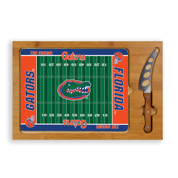 Florida Gators Football Field - Icon Glass Top Cutting Board & Knife Set