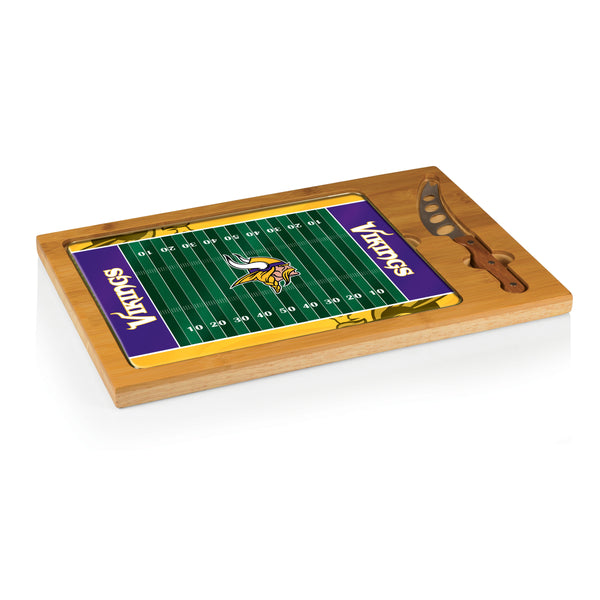 Minnesota Vikings Football Field - Icon Glass Top Cutting Board & Knife Set