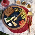 Anaheim Ducks - Insignia Acacia and Slate Serving Board with Cheese Tools