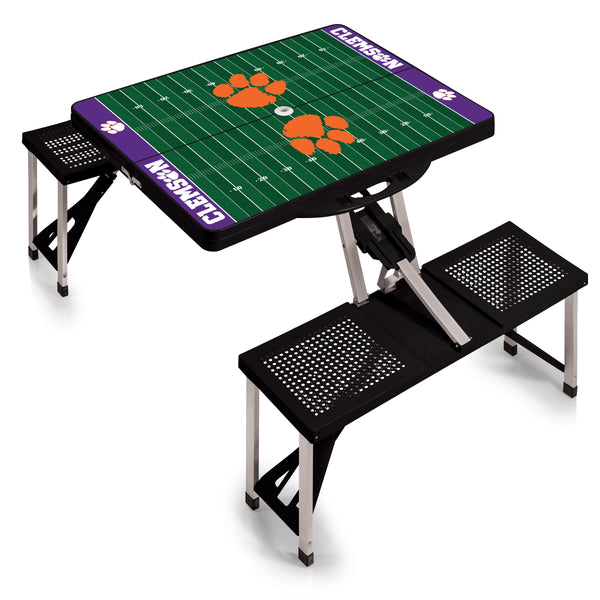 Clemson Tigers Football Field - Picnic Table Portable Folding Table with Seats