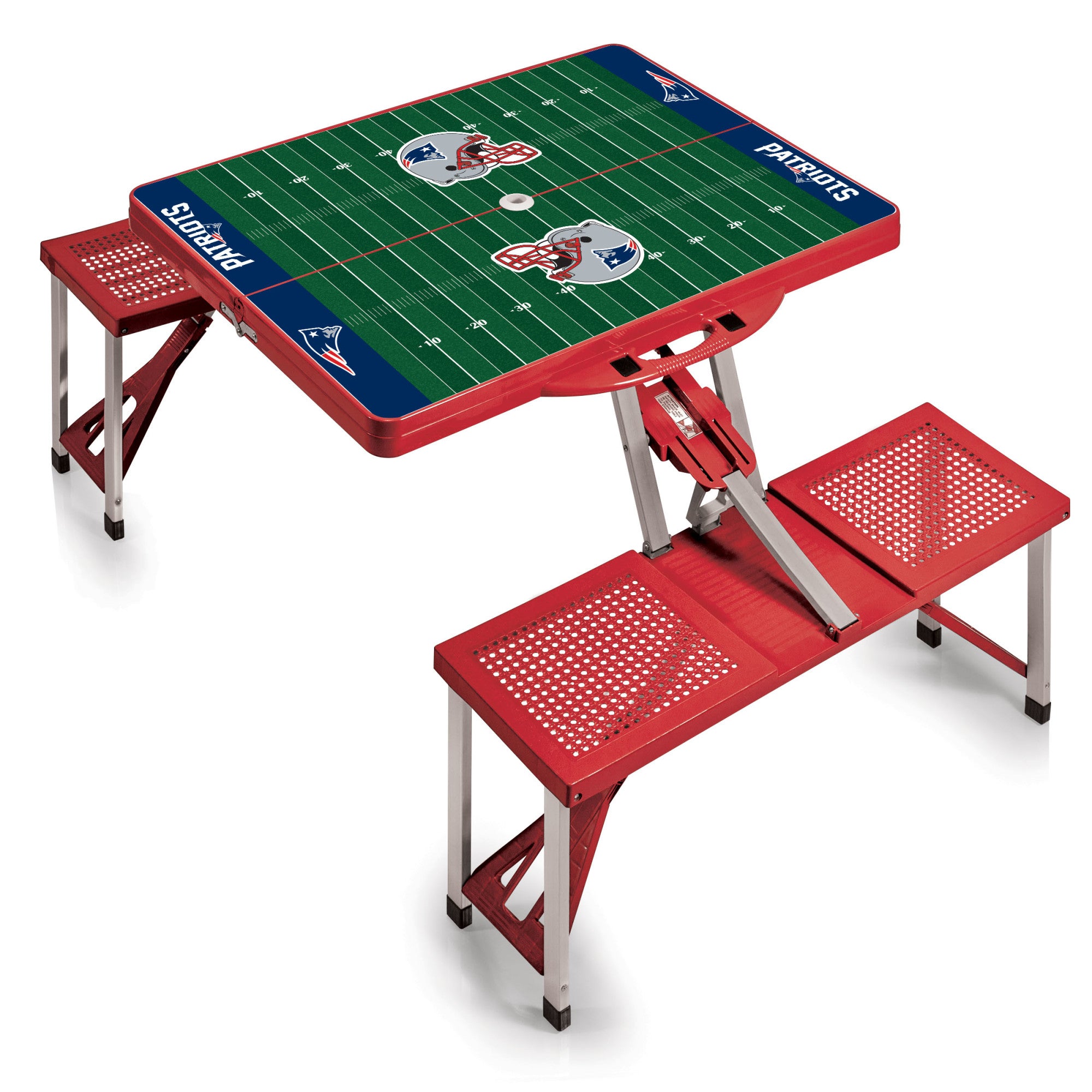 New England Patriots Football Field - Picnic Table Portable Folding Table with Seats