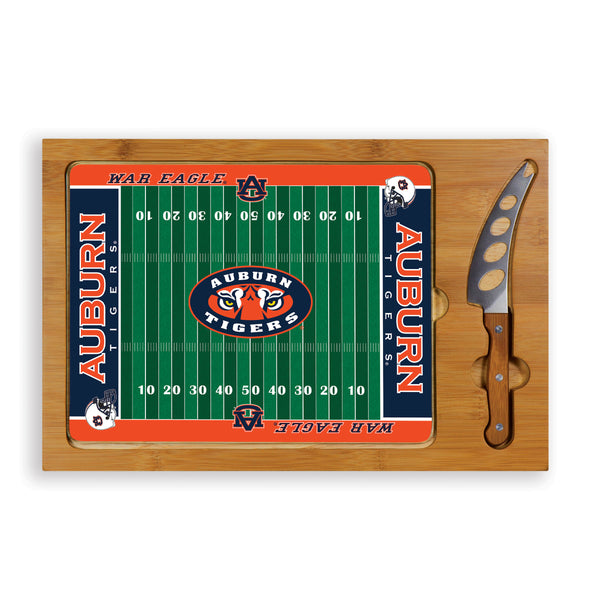 Auburn Tigers Football Field - Icon Glass Top Cutting Board & Knife Set