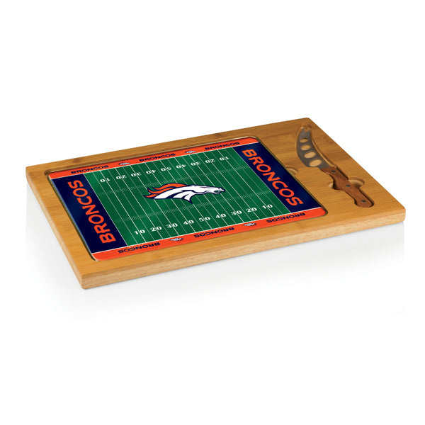 Denver Broncos Football Field - Icon Glass Top Cutting Board & Knife Set