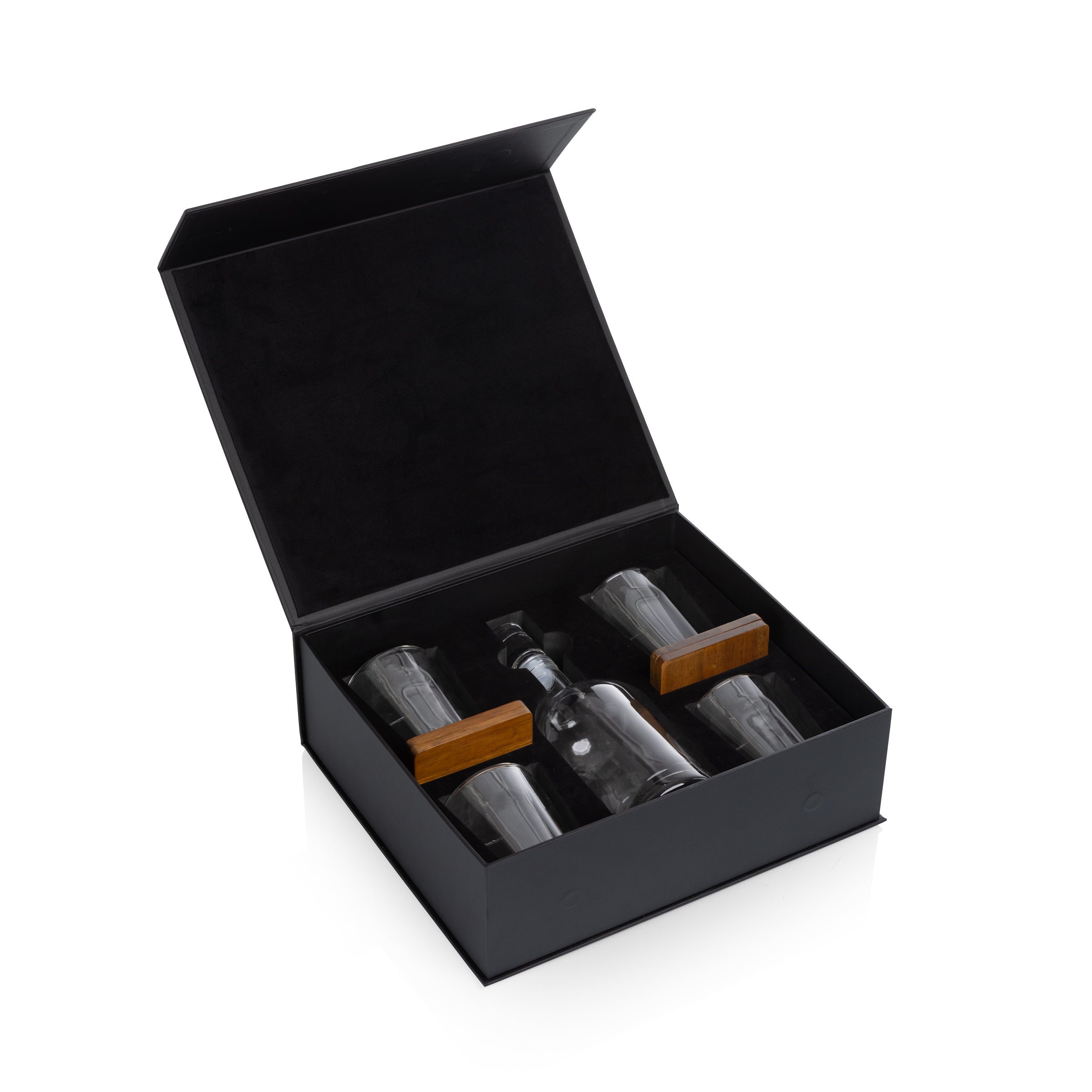 Ambassador Whiskey Box with Decanter and 4 Lowball Glasses