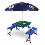 Los Angeles Rams - Picnic Table Portable Folding Table with Seats and Umbrella