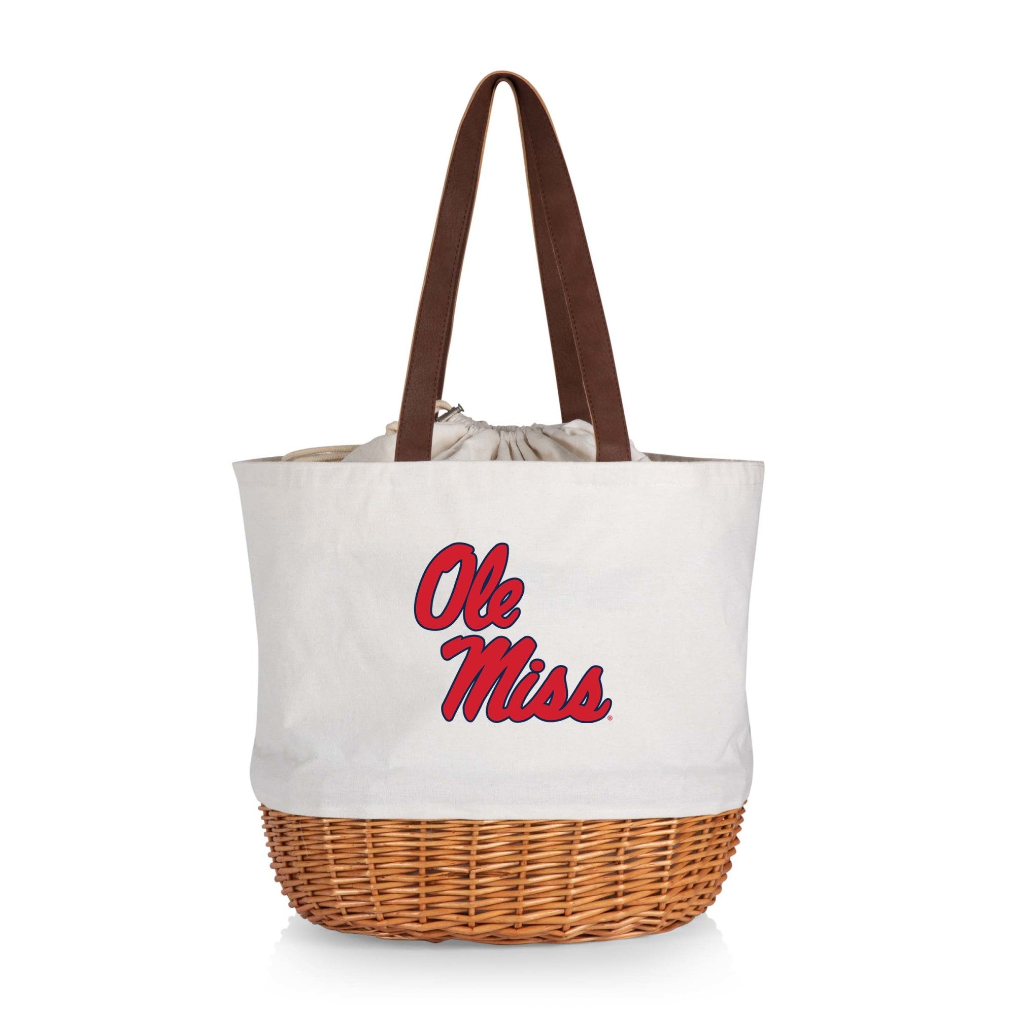 Ole Miss Rebels - Coronado Canvas and Willow Basket Tote