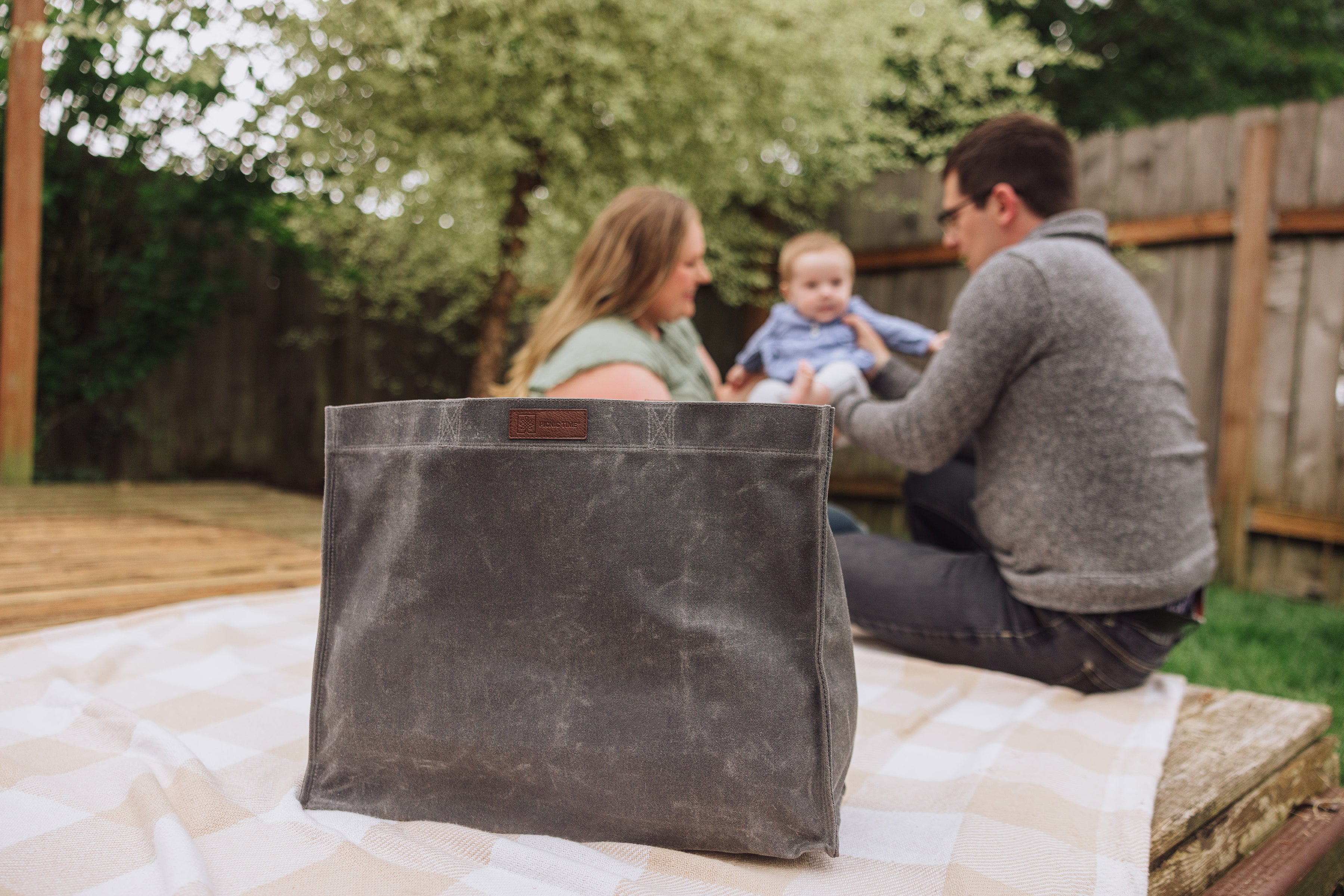 Market Waxed Canvas Tote with Leatherette Handles