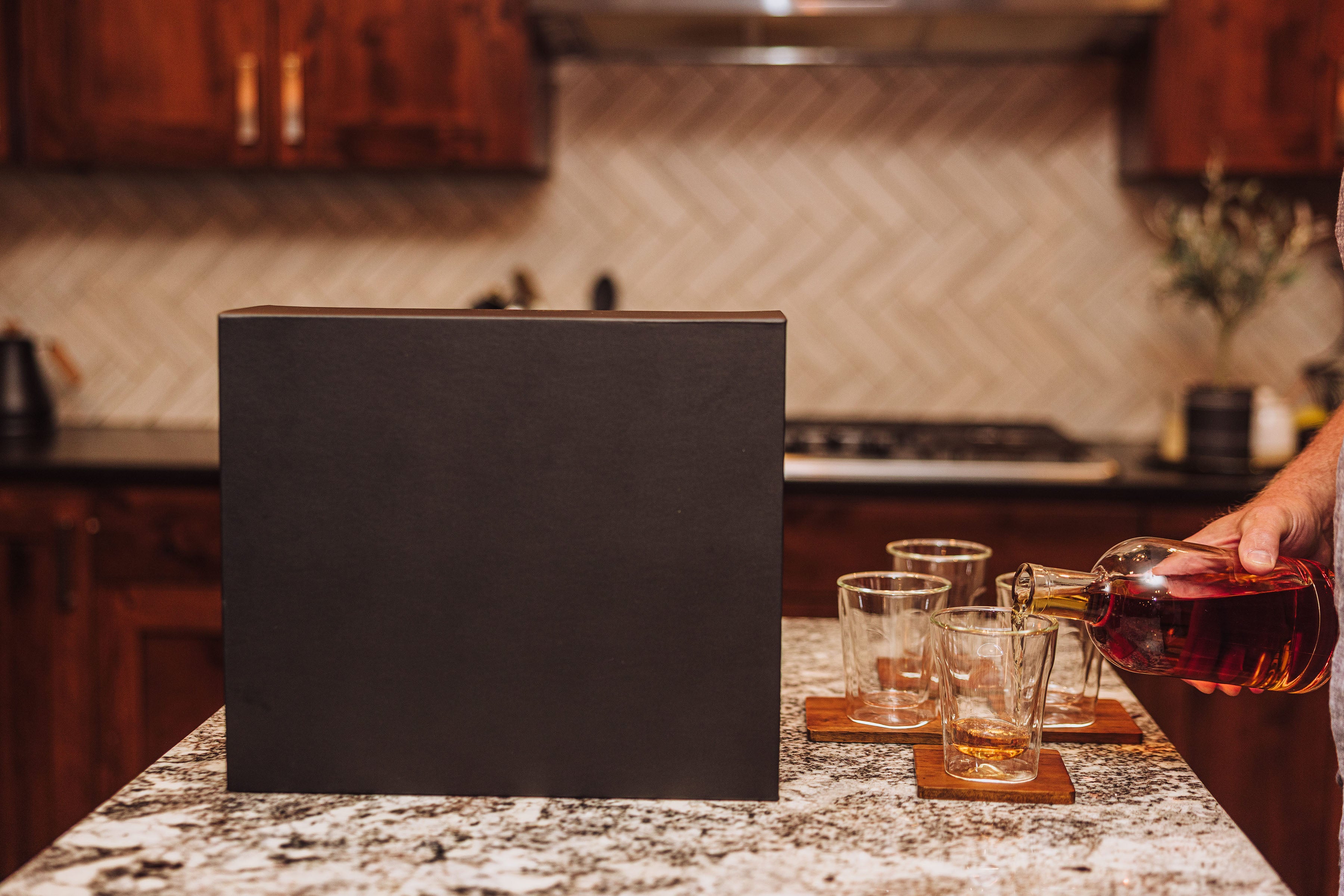 Ambassador Whiskey Box with Decanter and 4 Lowball Glasses