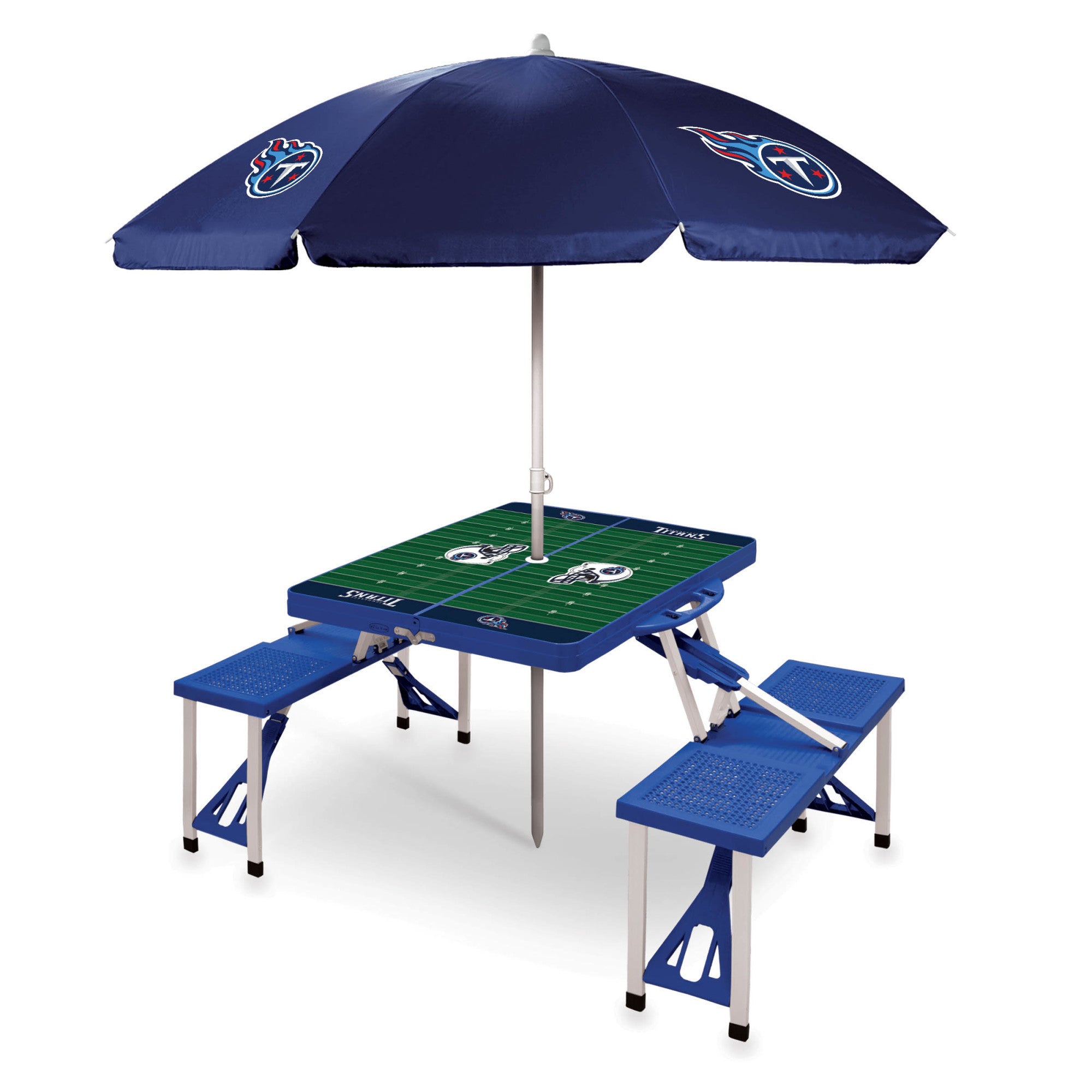 Tennessee Titans - Picnic Table Portable Folding Table with Seats and Umbrella