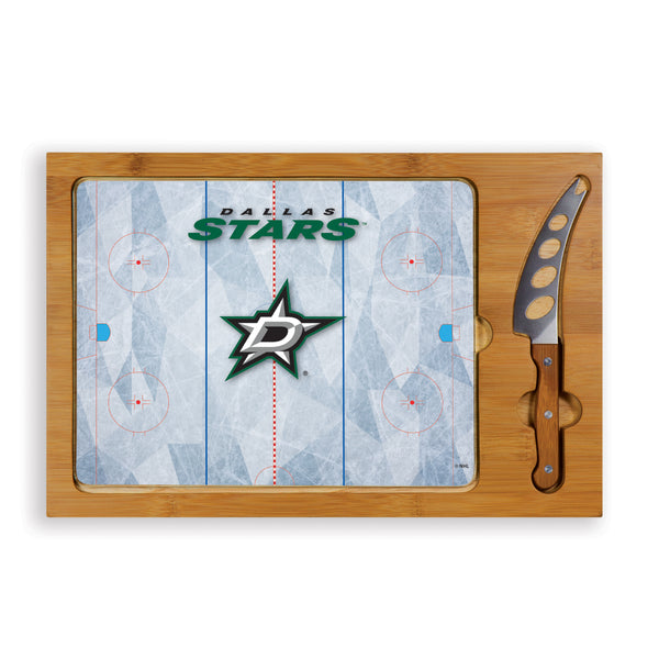 Dallas Stars Hockey Rink - Icon Glass Top Cutting Board & Knife Set