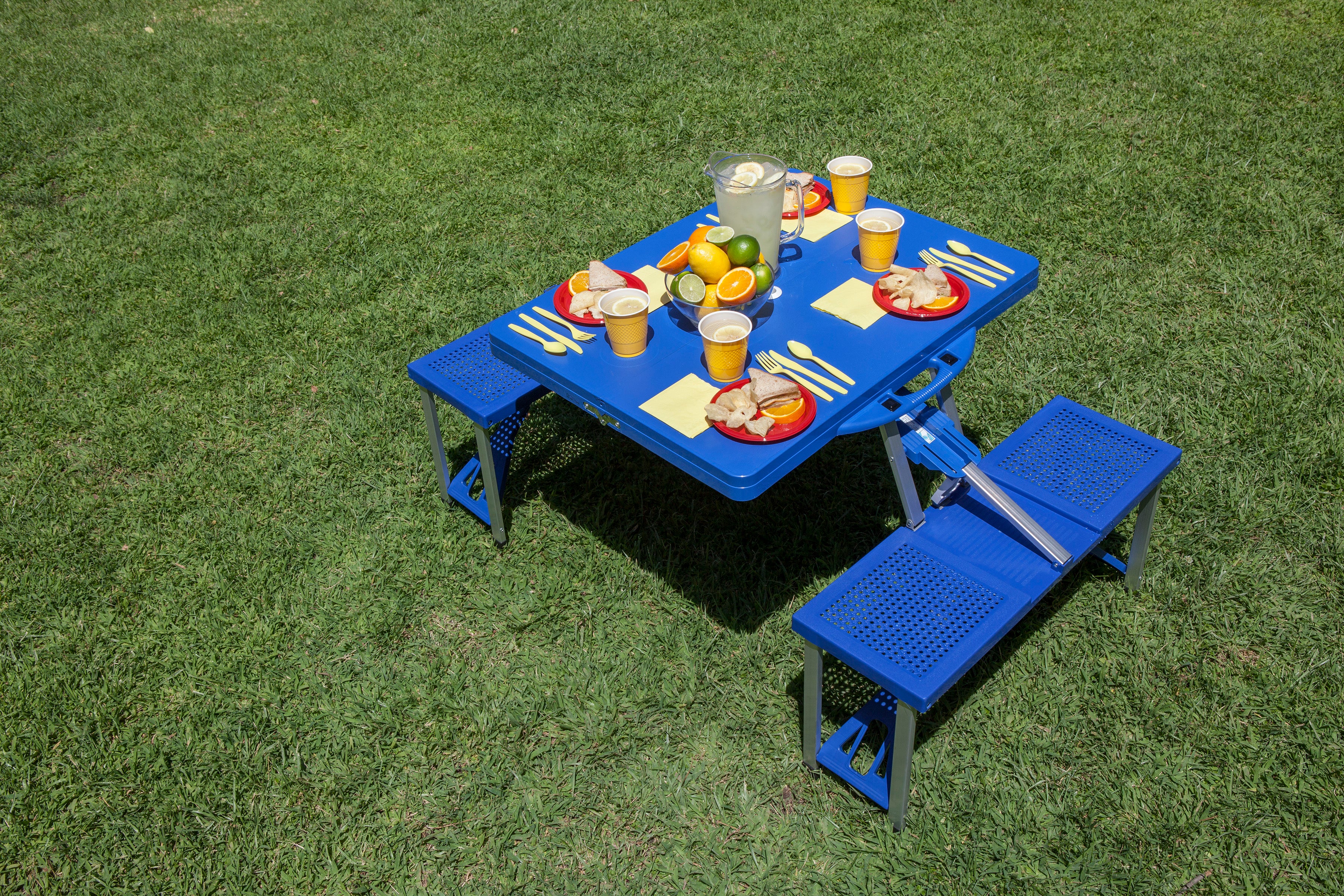 Football Field - Illinois Fighting Illini - Picnic Table Portable Folding Table with Seats