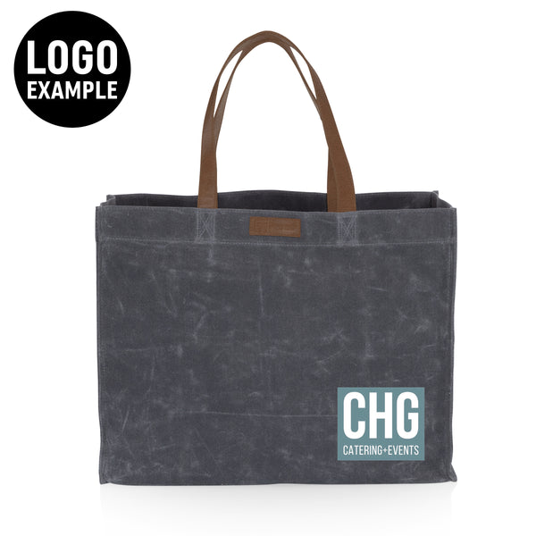 Market Waxed Canvas Tote with Leatherette Handles