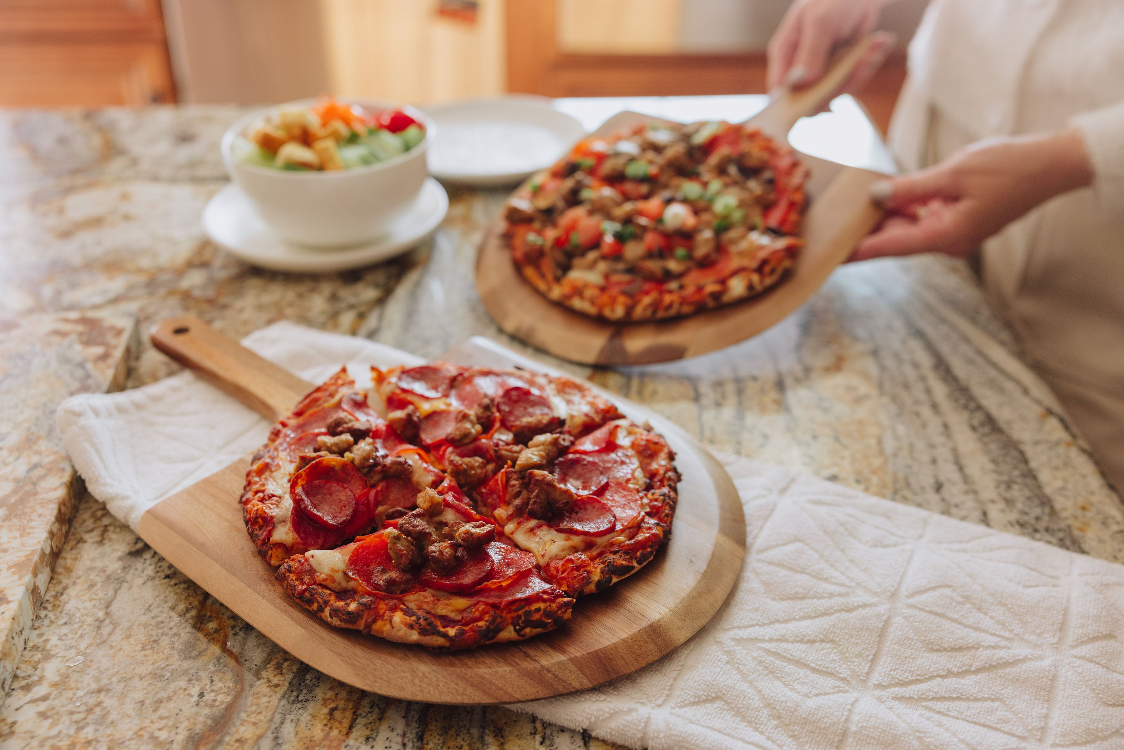 Acacia Personal Pizza Peel Serving Board Paddle Set of 2