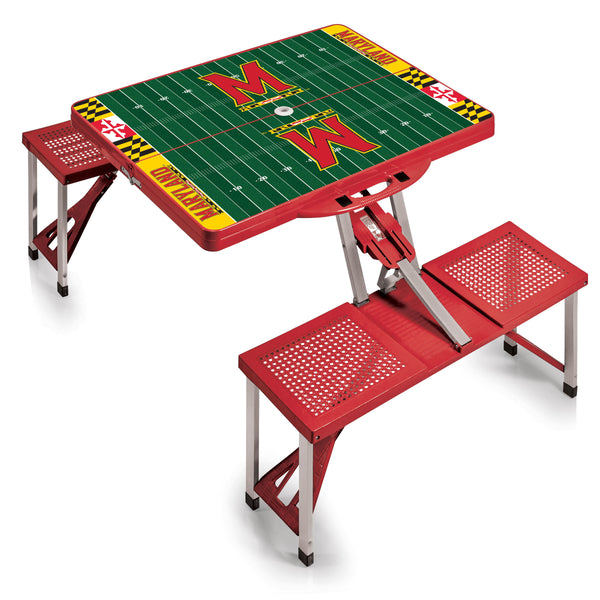 Maryland Terrapins Football Field - Picnic Table Portable Folding Table with Seats