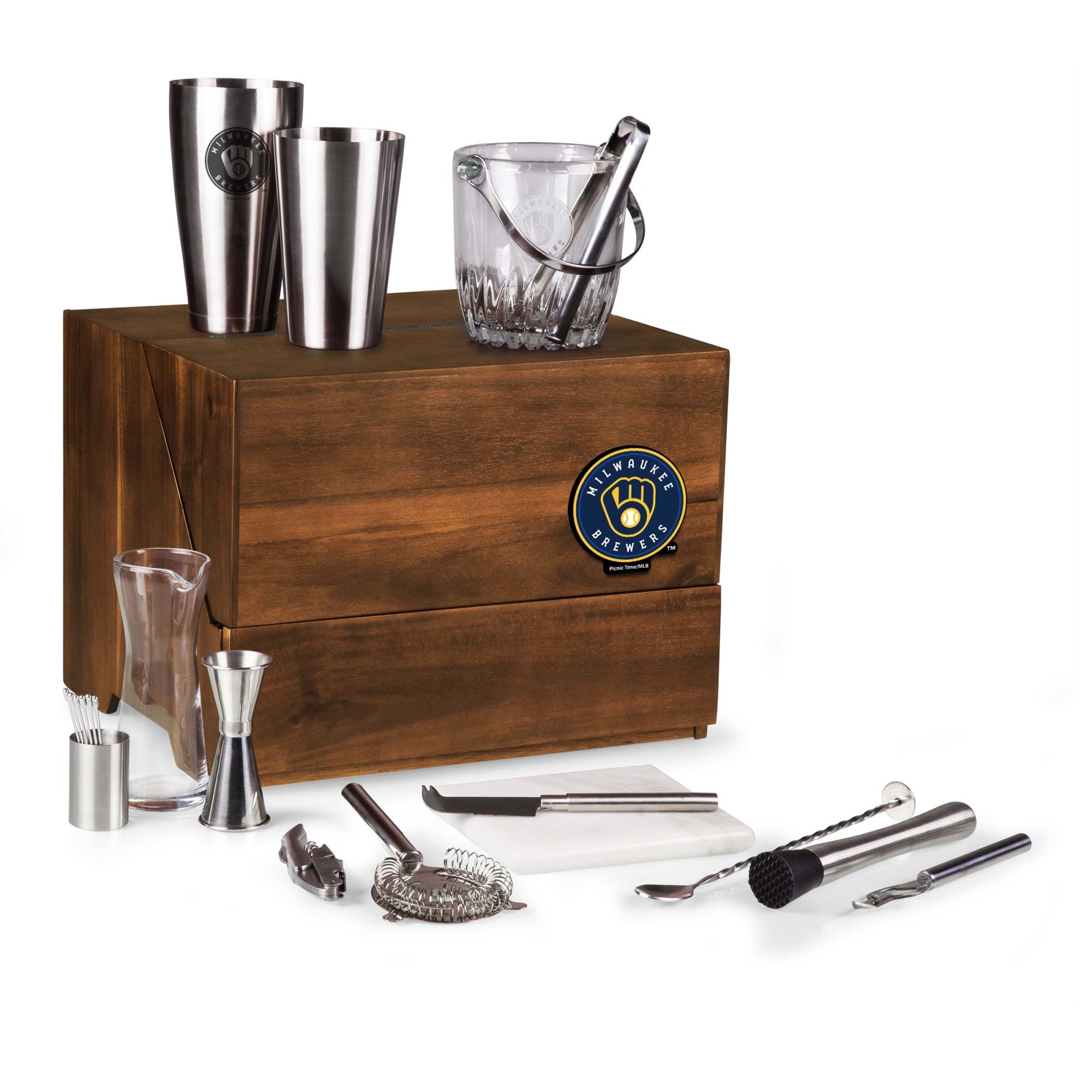 Milwaukee Brewers - Madison Acacia Tabletop Bar Set