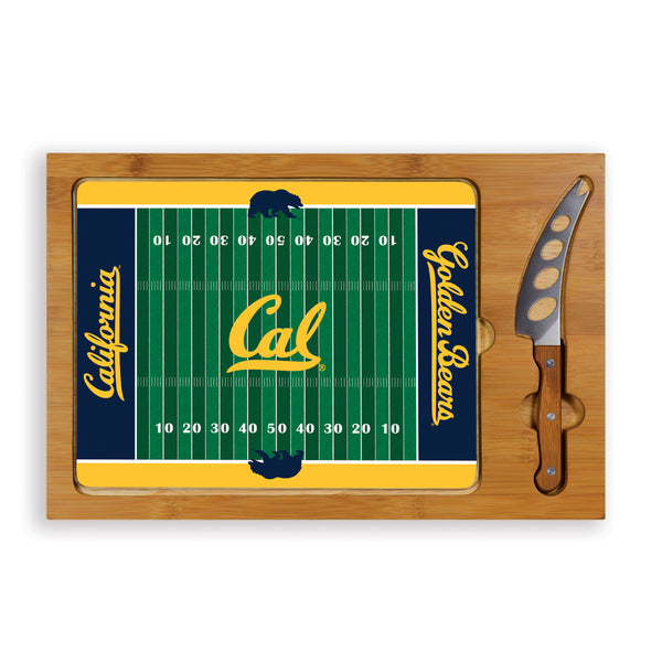 Cal Bears Football Field - Icon Glass Top Cutting Board & Knife Set