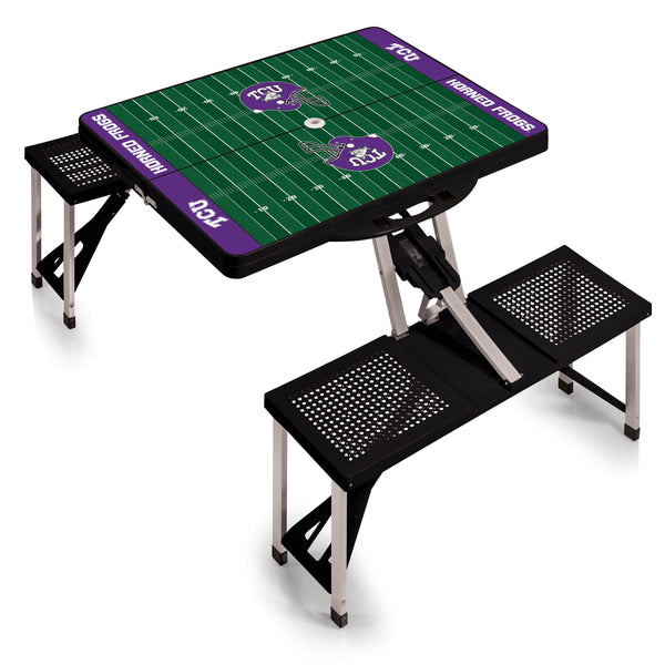 TCU Horned Frogs Football Field - Picnic Table Portable Folding Table with Seats