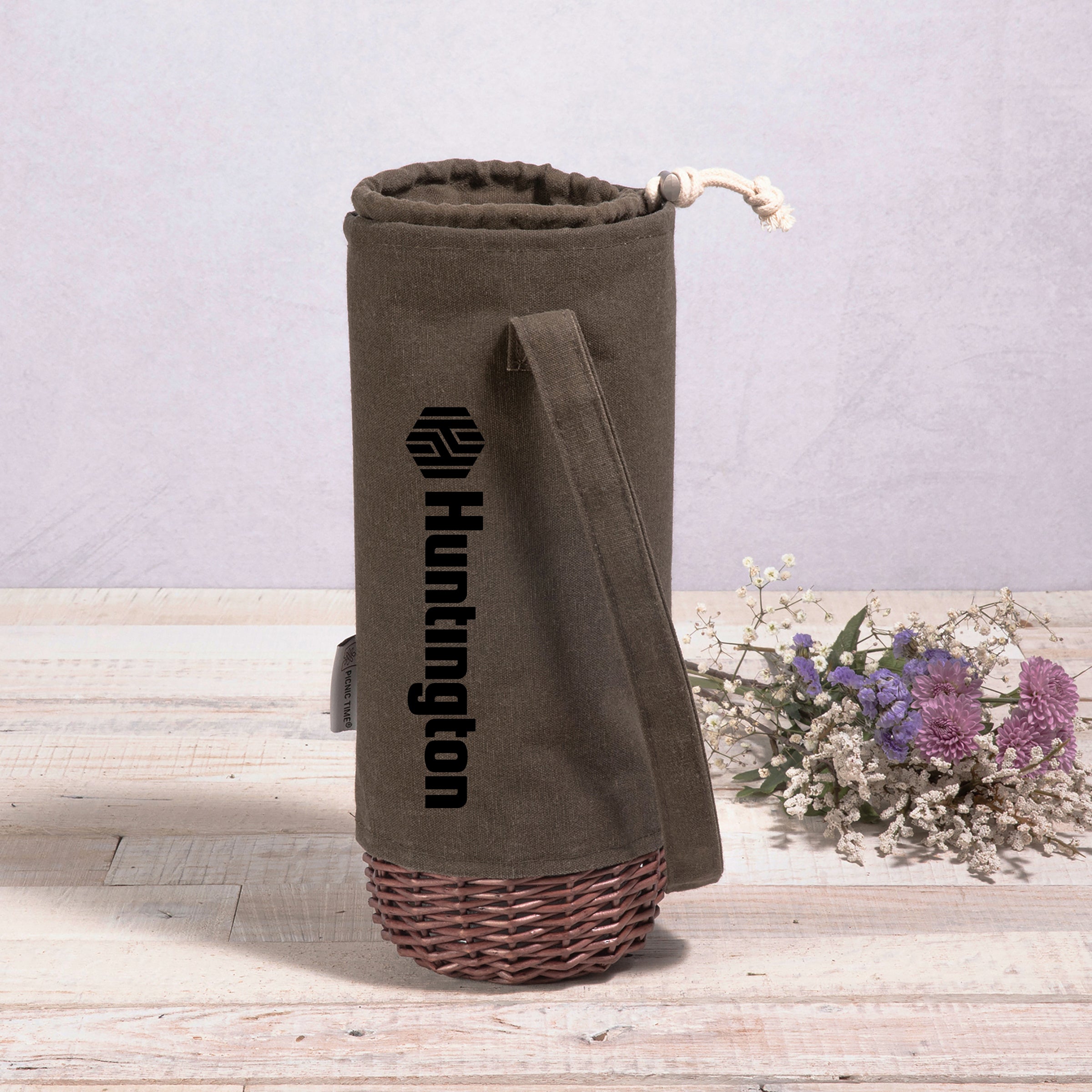 Malbec Insulated Canvas and Willow Wine Bottle Basket