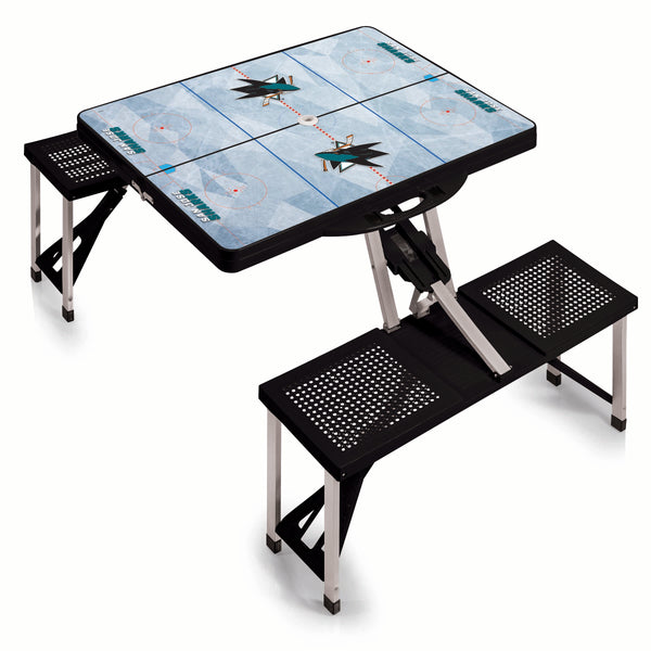 San Jose Sharks Hockey Rink - Picnic Table Portable Folding Table with Seats