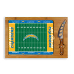 Los Angeles Chargers Football Field - Icon Glass Top Cutting Board & Knife Set