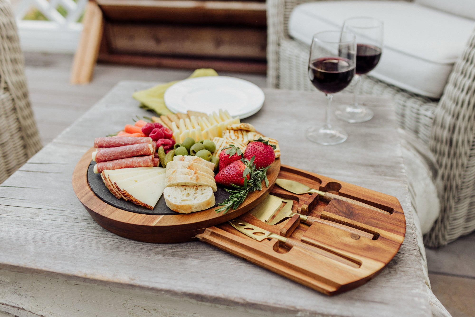 Virginia Cavaliers - Insignia Acacia and Slate Serving Board with Cheese Tools