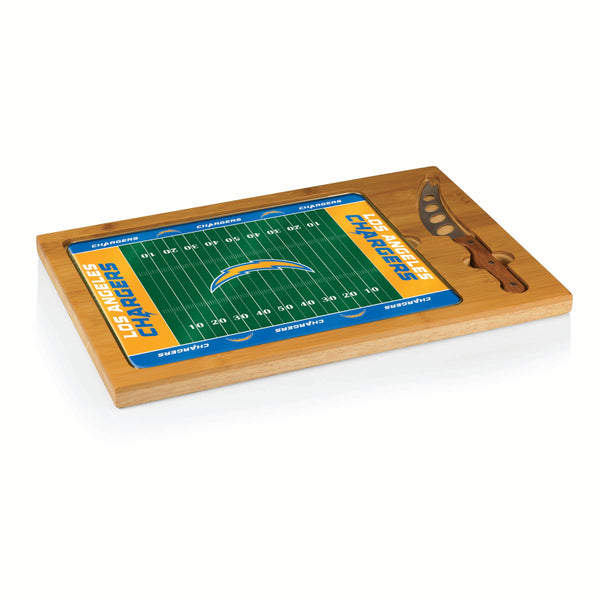 Los Angeles Chargers Football Field - Icon Glass Top Cutting Board & Knife Set