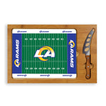 Los Angeles Rams Football Field - Icon Glass Top Cutting Board & Knife Set