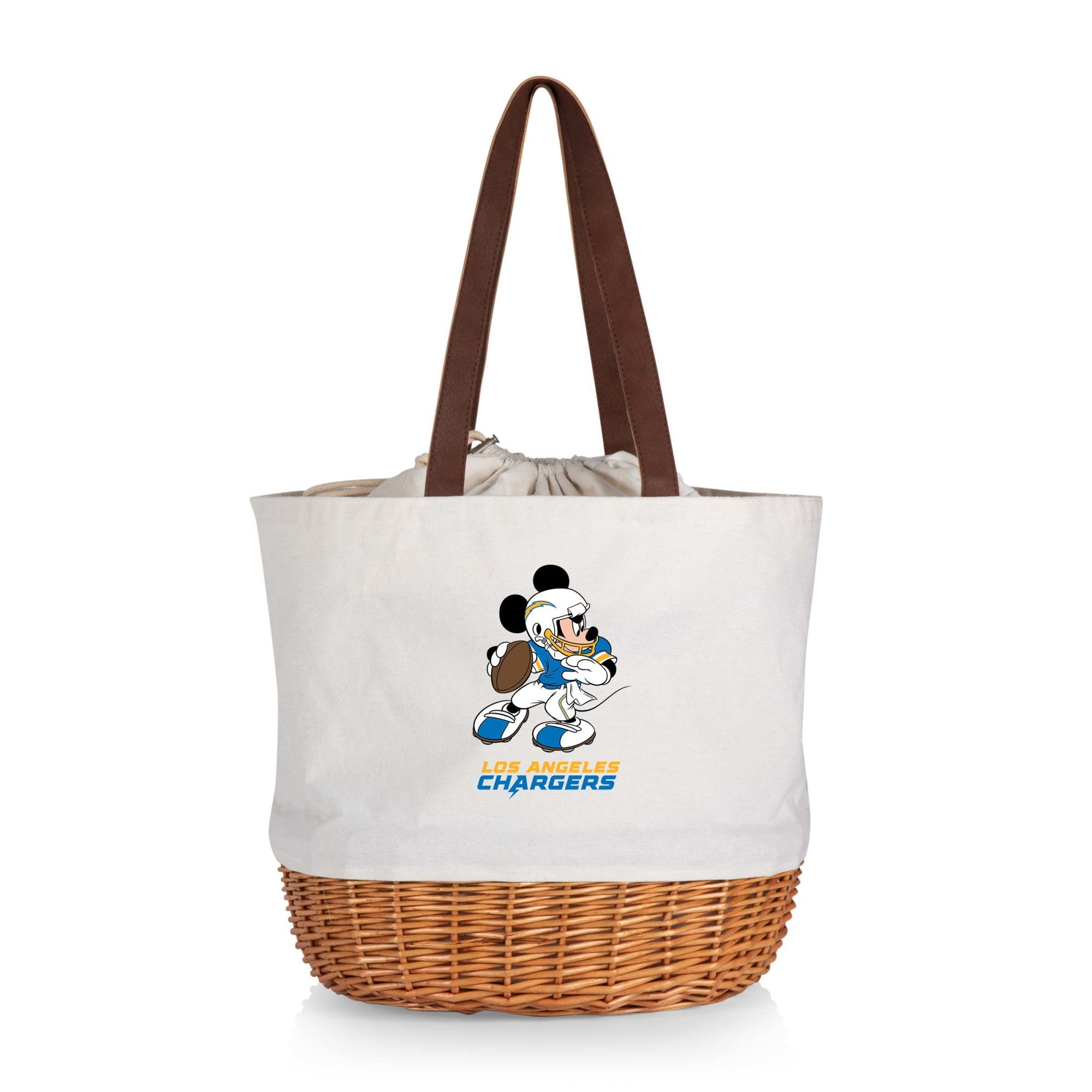 Los Angeles Chargers Mickey Mouse - Coronado Canvas and Willow Basket Tote
