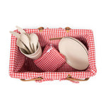 Piccola Picnic Basket - Red and White Gingham Picnic Service for 2