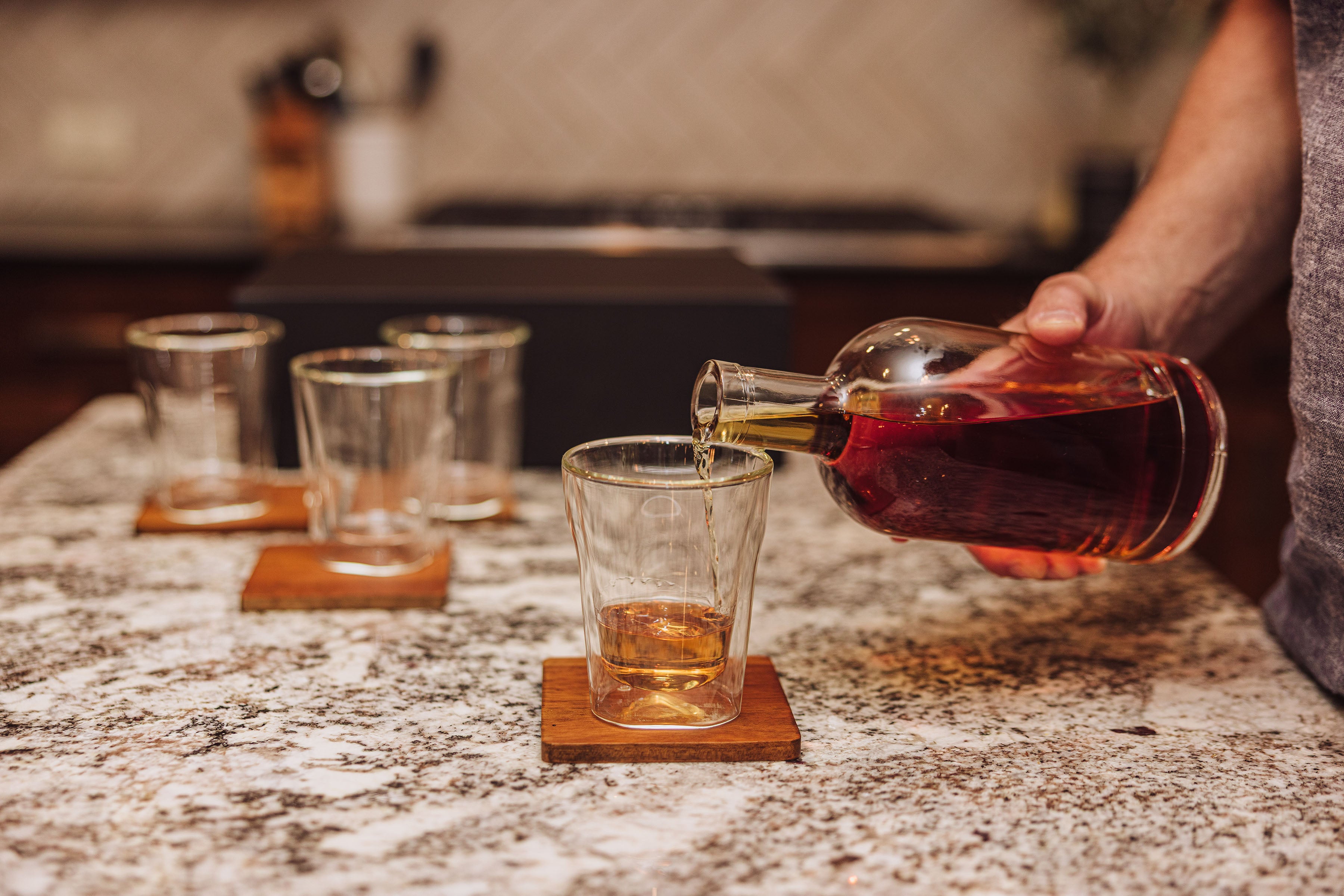 Ambassador Whiskey Box with Decanter and 4 Lowball Glasses