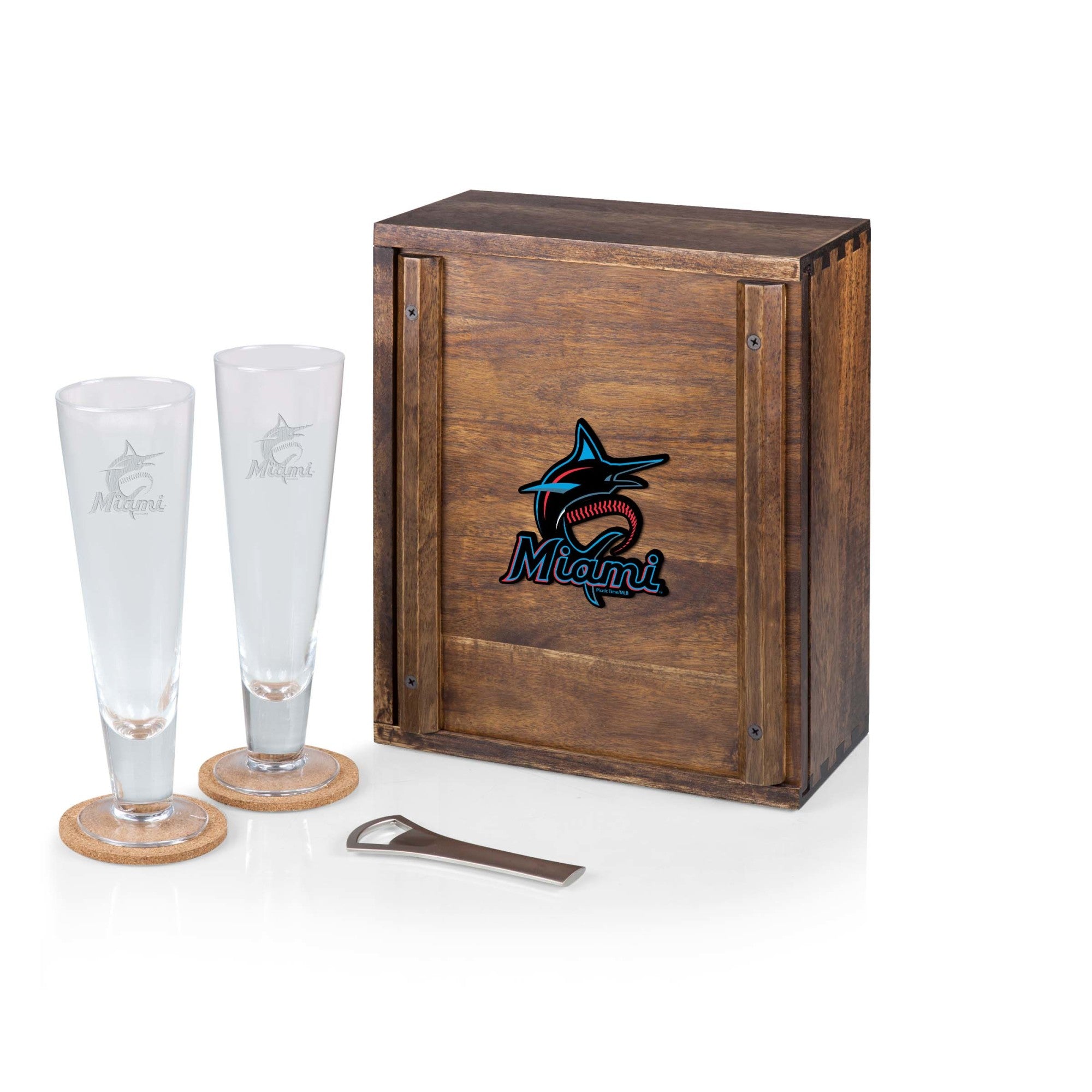 Miami Marlins - Pilsner Beer Glass Gift Set