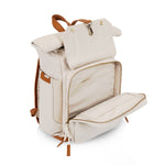Carmel Roll Top Picnic Backpack Cooler with Utensil Set & Glass Water Bottles