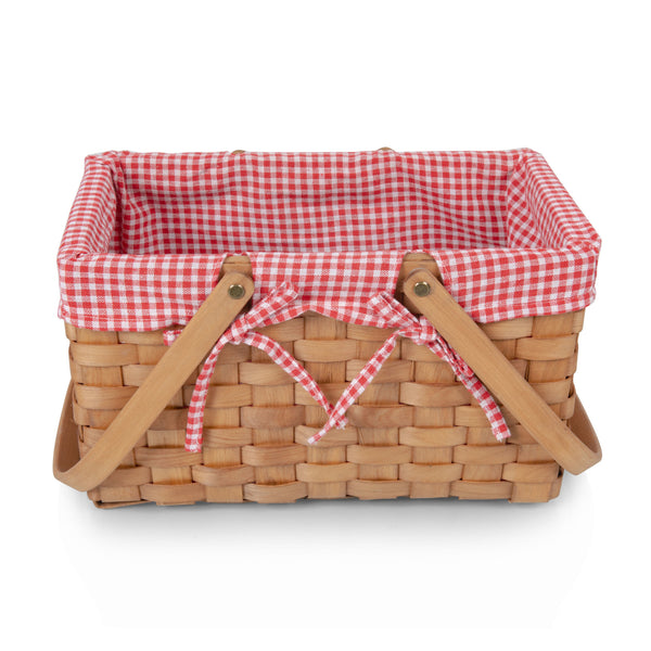Farmhouse Basket - Red and White Gingham Basket Empty