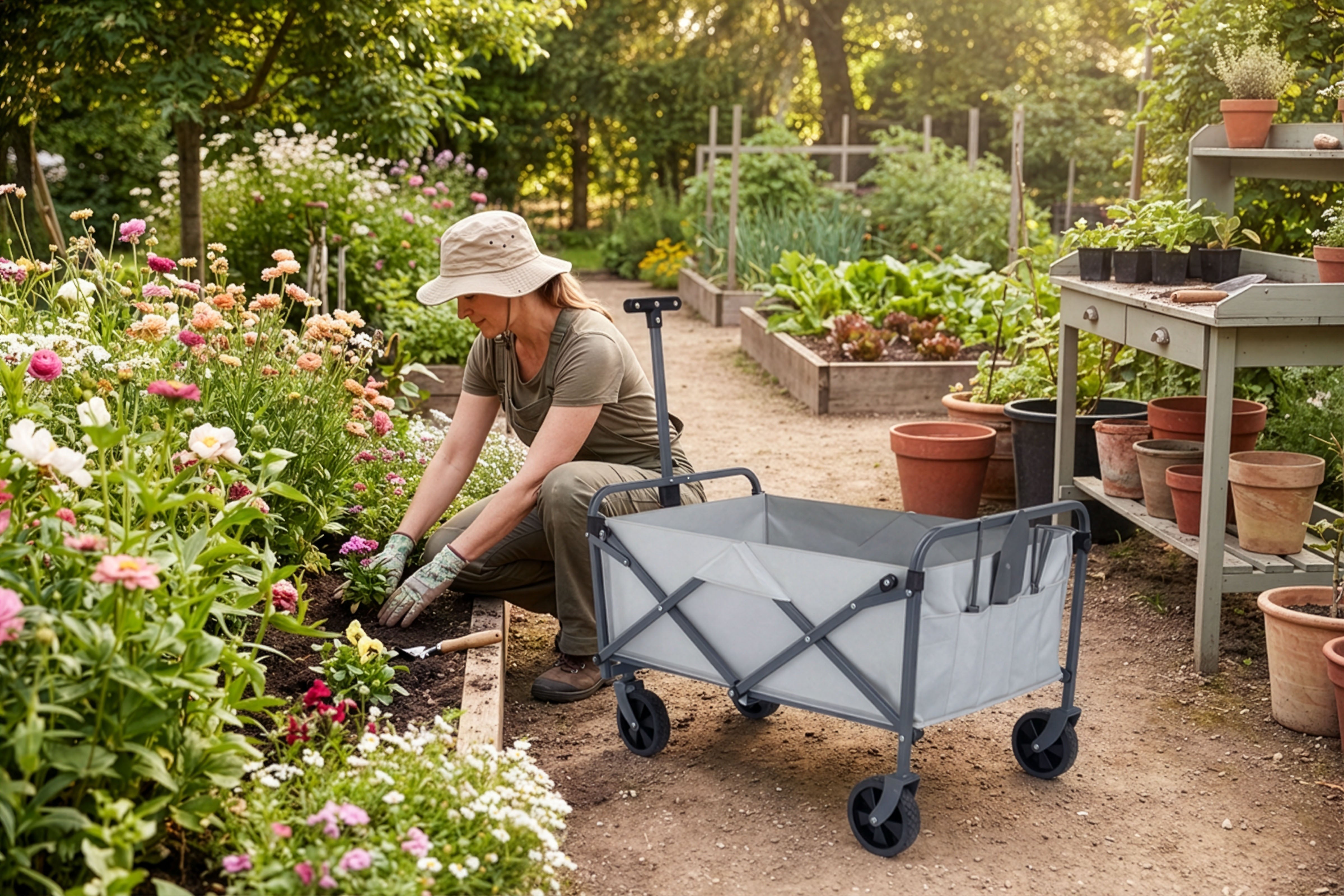 Garden Wagon with 3 Tools