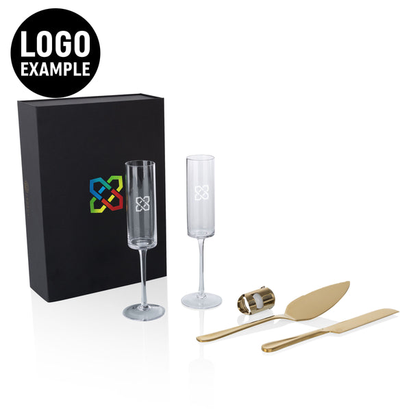 Arbane Champagne Glass Set with Cake Knife