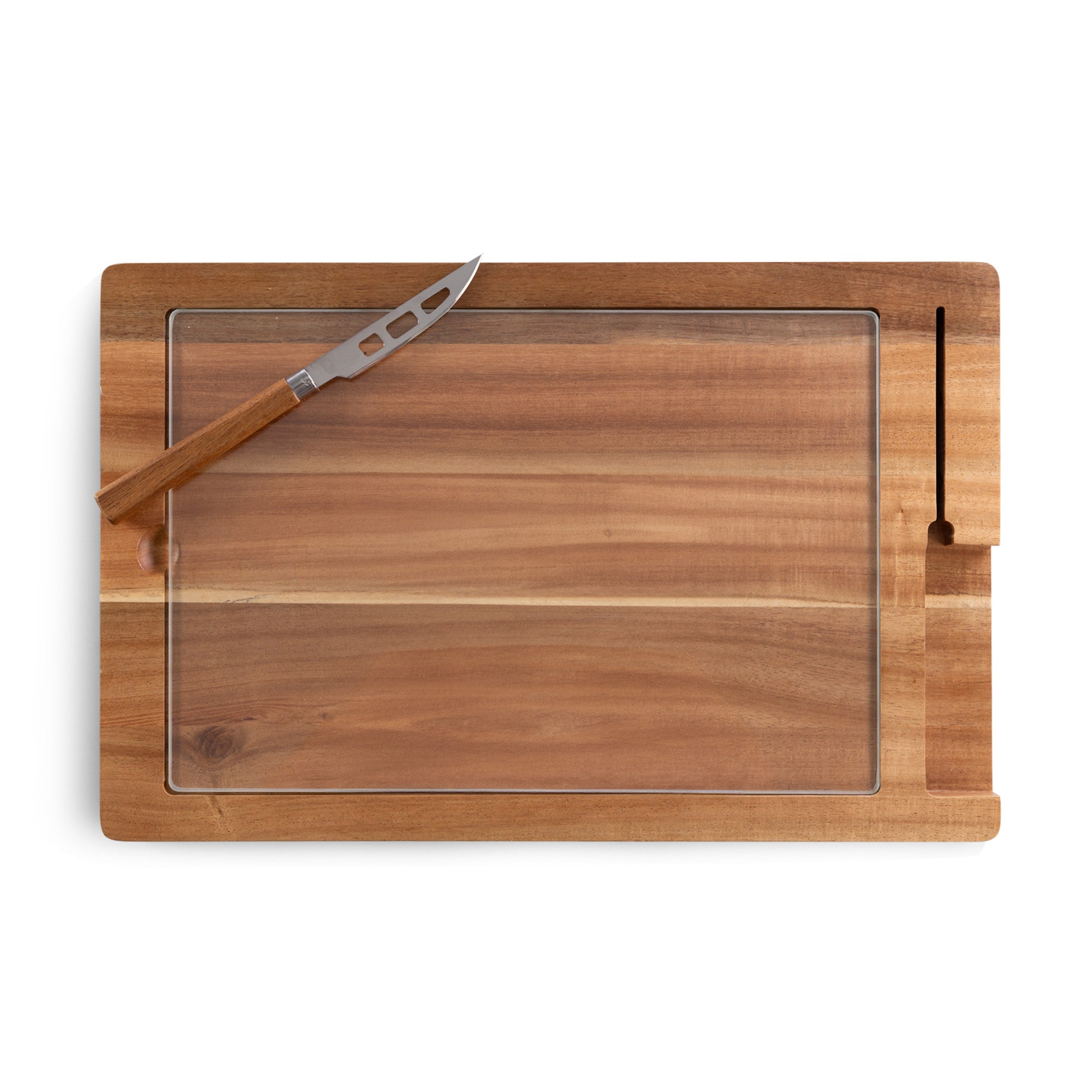 Ventana - Tempered Glass and Acacia Cheese Board and Knife Set