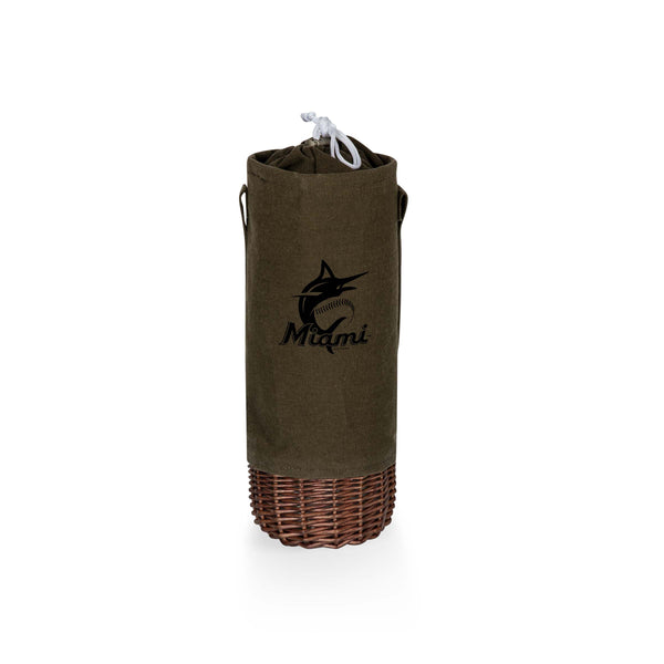 Miami Marlins - Malbec Insulated Canvas and Willow Wine Bottle Basket