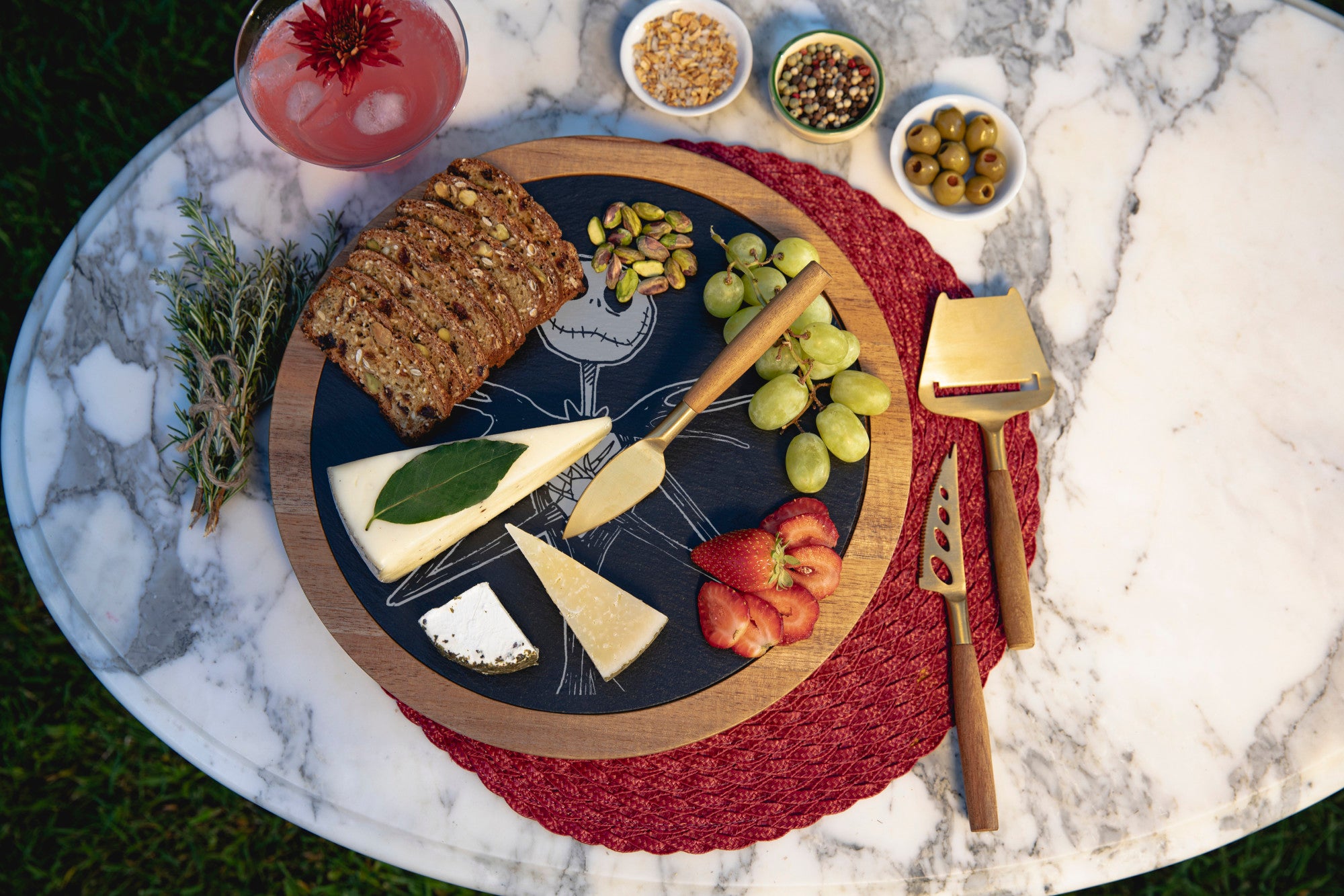 Nightmare Before Christmas Jack - Insignia Acacia and Slate Serving Board with Cheese Tools