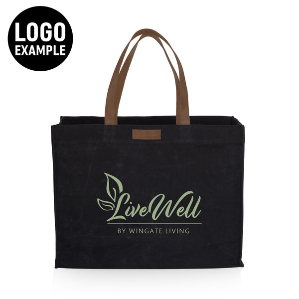Market Waxed Canvas Tote with Leatherette Handles