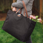 Market Waxed Canvas Tote with Leatherette Handles