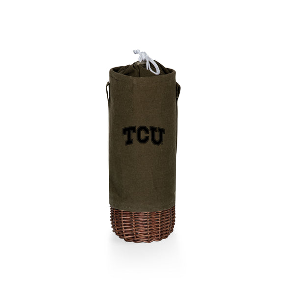 TCU Horned Frogs - Malbec Insulated Canvas and Willow Wine Bottle Basket