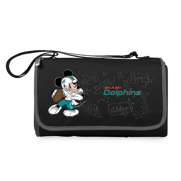 Miami Dolphins Mickey Mouse - Blanket Tote Outdoor Picnic Blanket