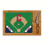 Cleveland Guardians Baseball Diamond - Icon Glass Top Cutting Board & Knife Set