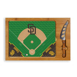 Baseball Diamond - San Diego Padres - Icon Glass Top Cutting Board & Knife Set