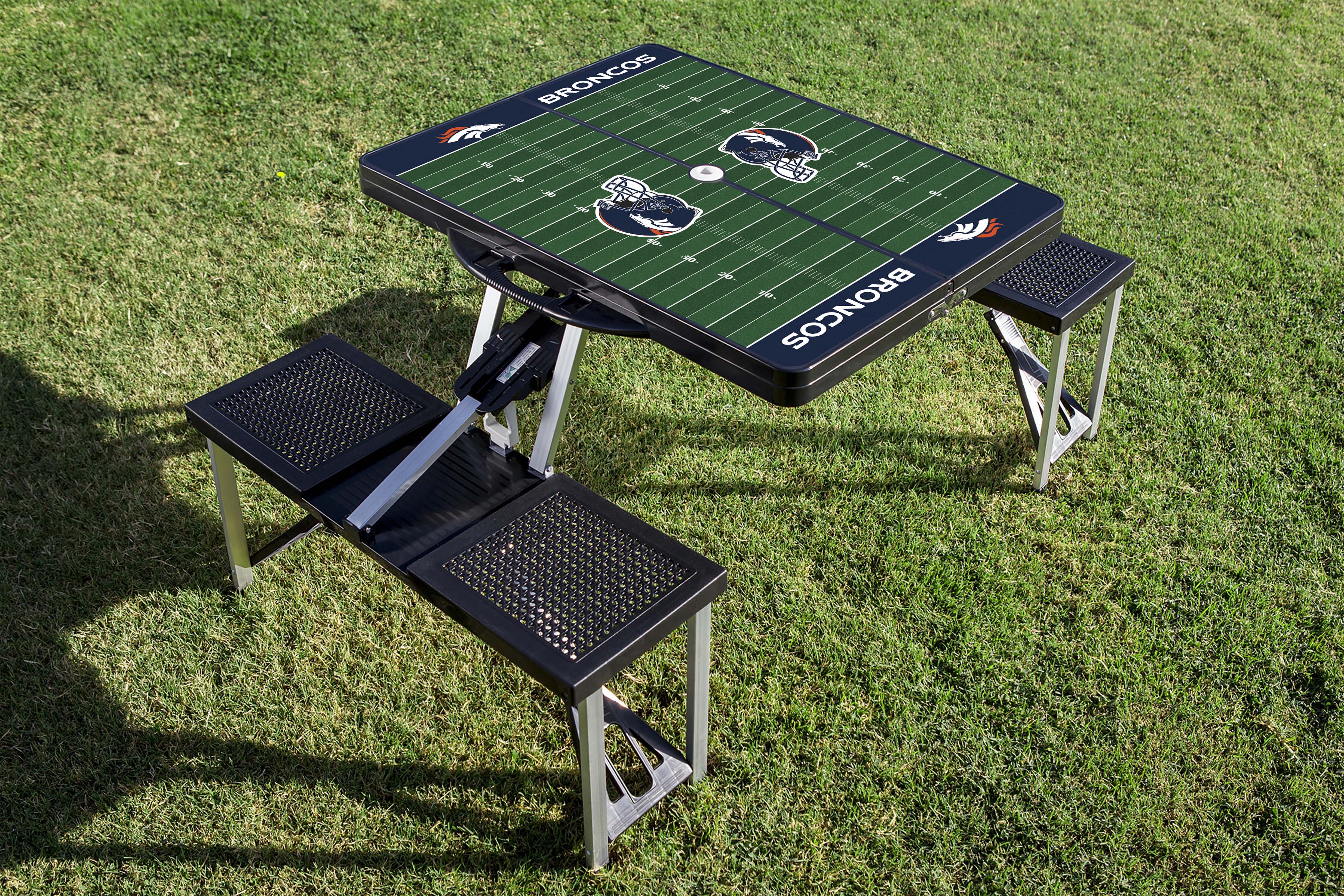 Denver Broncos Football Field - Picnic Table Portable Folding Table with Seats