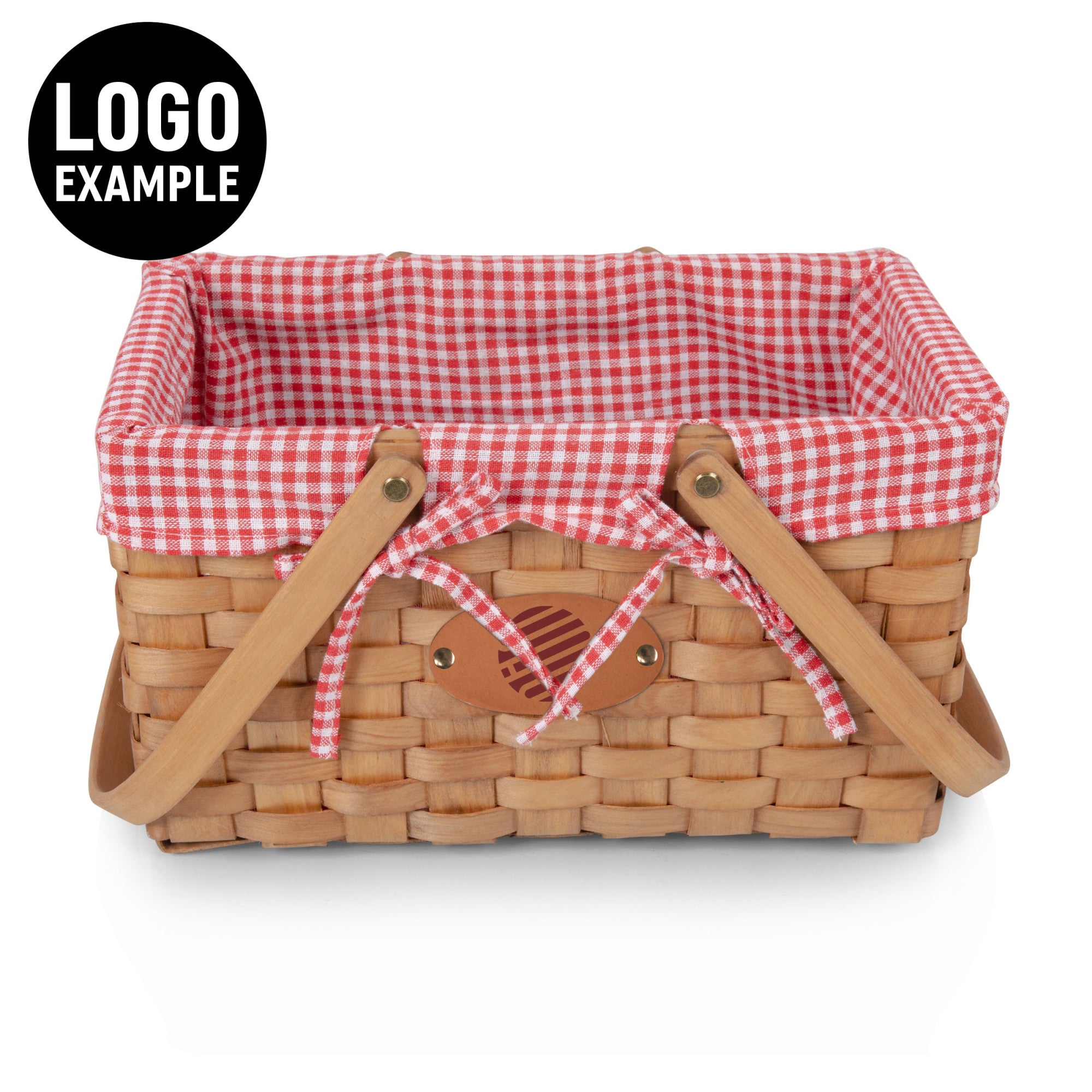 Farmhouse Basket - Red and White Gingham Basket Empty